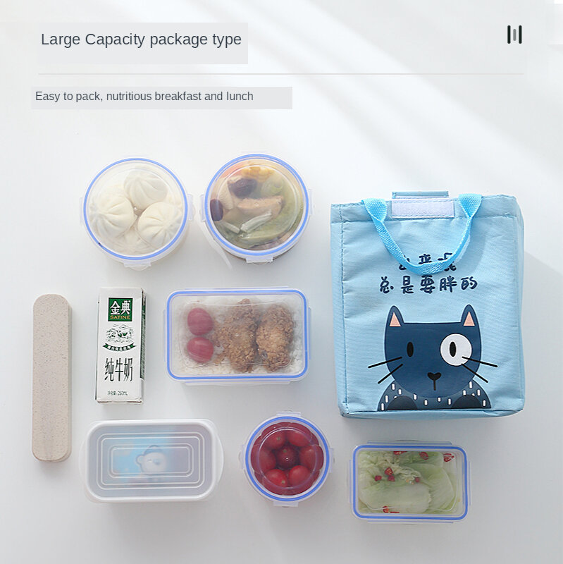 Женская сумка для еды с мультипликационным принтом, термо-пакет для еды, детская школьная сумка для еды, принадлежности для пикника на открытом воздухе, аксессуары