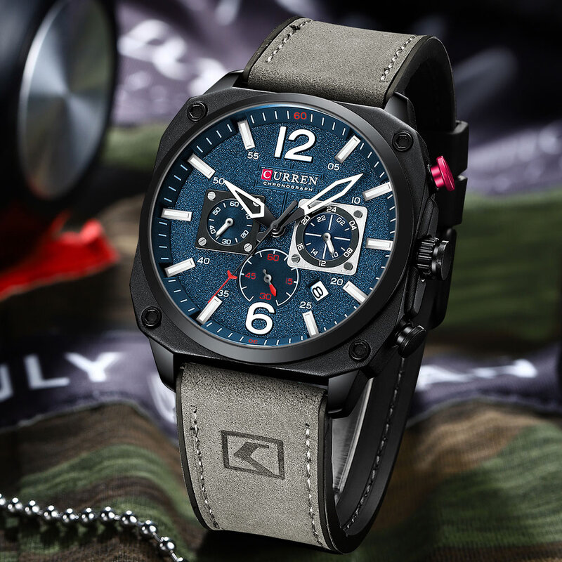 Marca superior de luxo relógios esportivos masculinos moda casual relógio de quartzo data militar relógio de pulso masculino relógio relogio curren 8398 presente