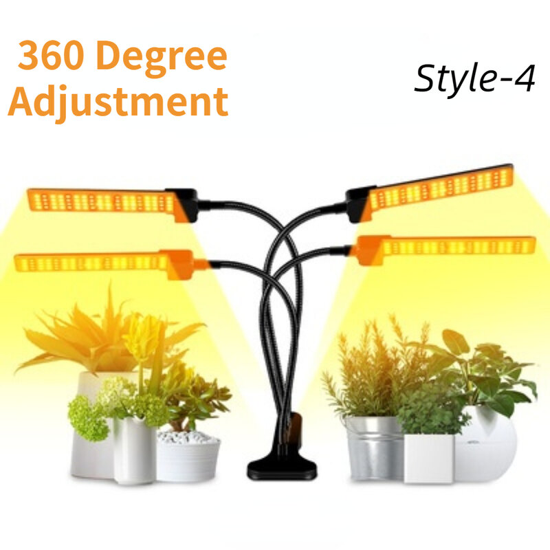 Lampe de croissance LED 30W DC12V, pour plantes d'intérieur, tente de fleurs, phytolampe à spectre complet, quatre supports de lampe, contrôle Intelligent