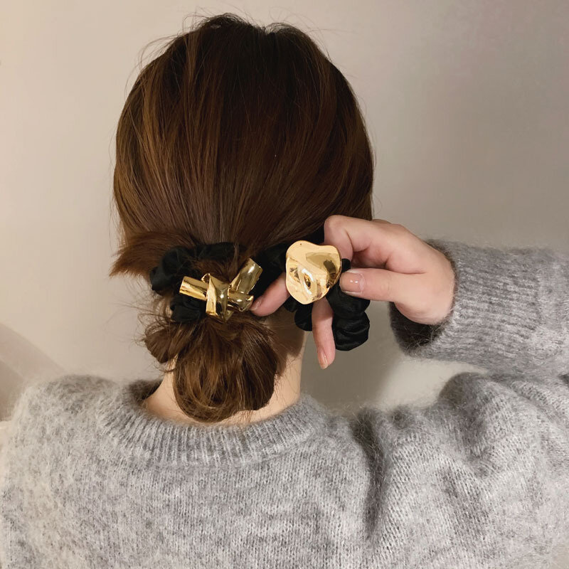 1Pc Mode Einfachen Legierung Kopfschmuck Elastische Gummiband Haarband Pferdeschwanz-halter Haar Seil Scrunchies Weibliche Haar Zubehör