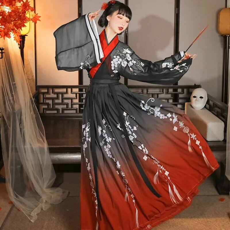 Chinese Traditional Hanfu Dress for Women Ancient Tang Dynasty Fairy Princess Costume Tang Suit Folk Dance Stage Performance