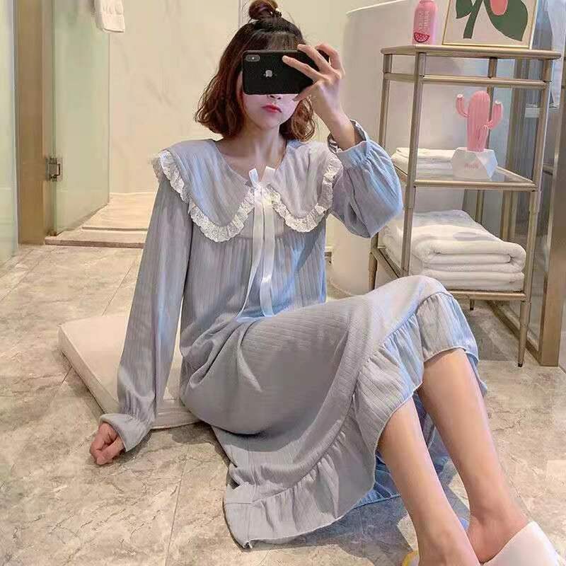Lolita Dress Princess Night Gown for Women Vintage Palace Lace Embroidered Nightgowns.Victorian Nightdress Lounge Sleepwear