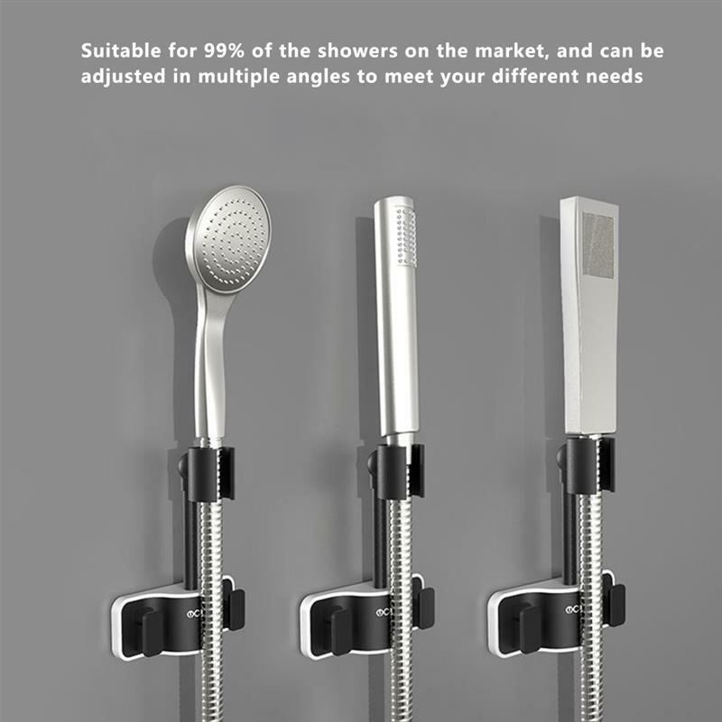 Shower Holder Universal Not Suction Cup Shower Head Holder Punch-Free Bathroom Bracket Adjustable 360° Rotation ABS Fixed Base