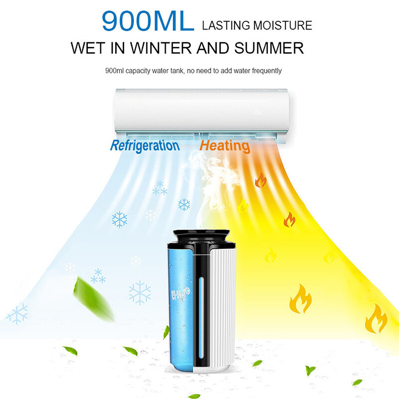 Humidificador de aire de aromaterapia para el hogar, difusor de aroma ultrasónico con USB, aceite esencial, de 7 colores luz LED nocturna, purificador de niebla, 900ML