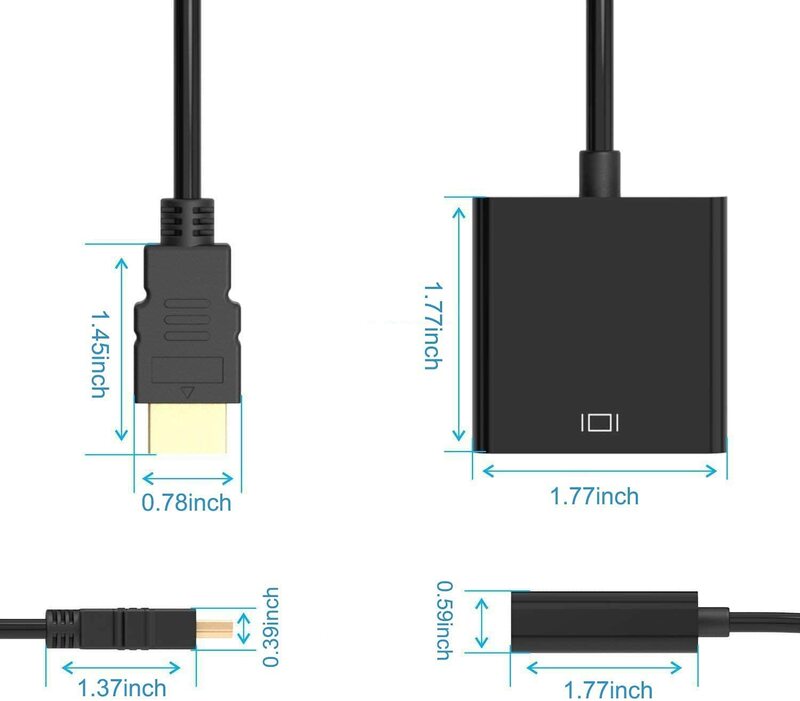 Câble Adaptateur du DP Mâle vers VGA Femelle, Idéal pour Ordinateur Portable, Convertisseur pour Projecteur DTV, HDVD, DisplayPort 1080P