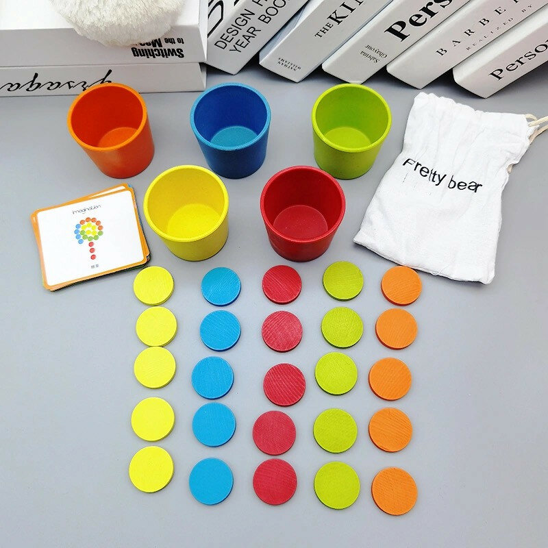 2021 신제품 몬테소리 교육 보조 아기 색상 인식 식별 분류 컵 어린이 학습 교육 완구