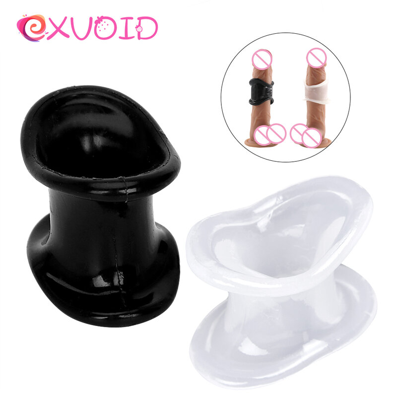 EXVOID-Anillo de pene para hombres adultos, ensanchador de escroto, manga de pene, retardante de eyaculación, Dispositivo de Castidad, Juguetes sexuales