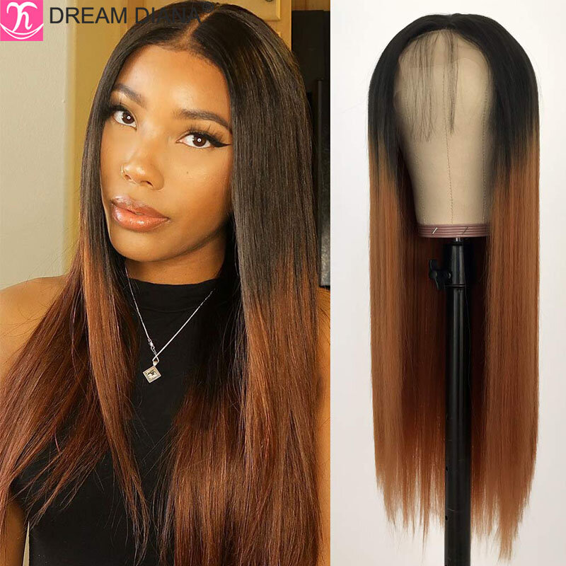 Dreambandana-peruca 100% cabelo humano, peruca com ombré de cabelo brasileiro, renda de cabelo natural com ombré e parte t 4x4