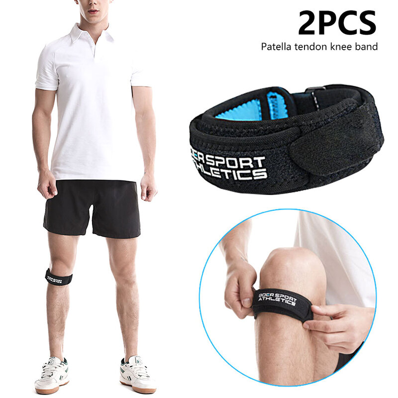2PCS/SET Patella Tendon Knee Strap Patella Stabilizer Band FitnesS Knee Support Brace Adjustable Knee Pain Relief Silicone Strap