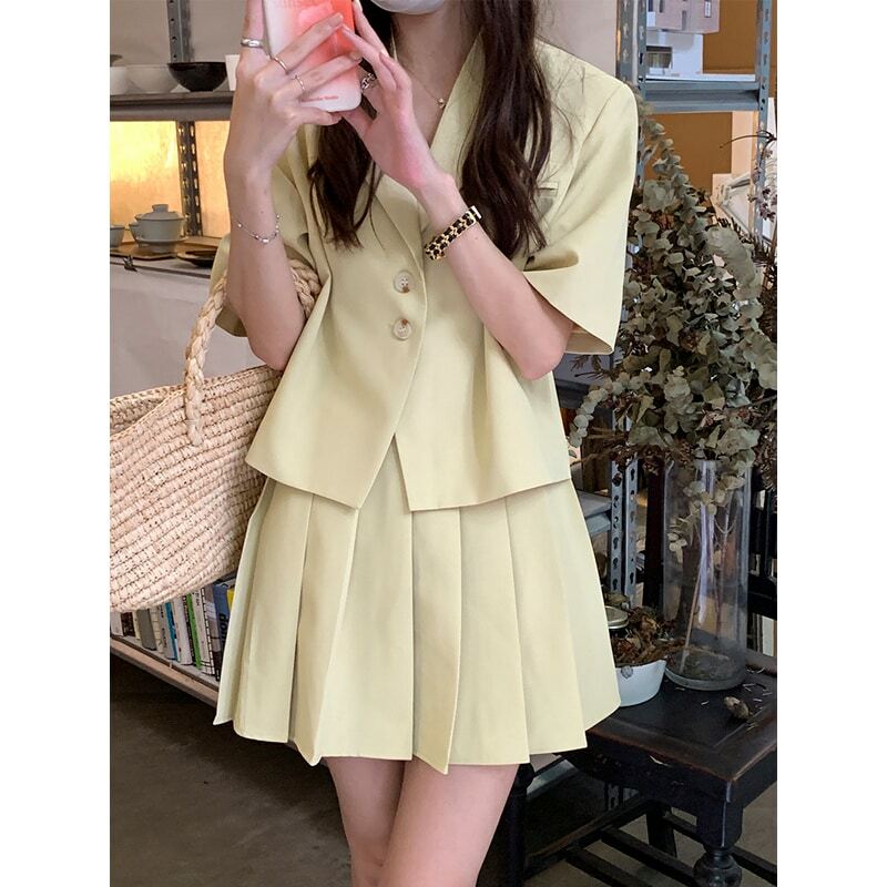 Institute Wind Fashion Skirt Suit Korean Series Loose Small Suit Pleated Sweet Cool Fried Street