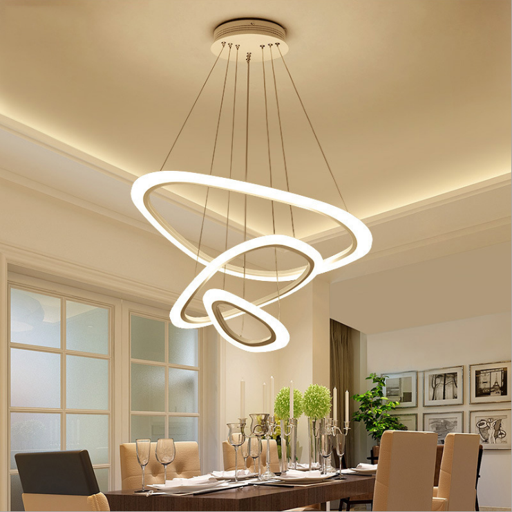 Nórdicos creativo atmosférica anillo araña led habitación sala de comedor, lámparas de habitación Post-moderno acrílico Simple lámparas