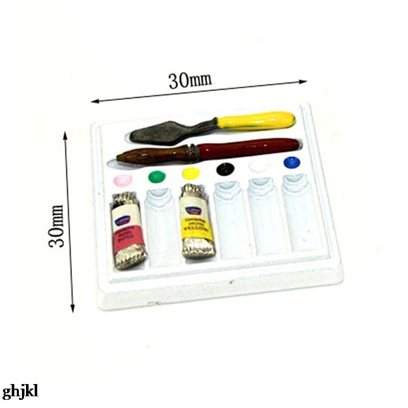 Mini Marco de dibujo para retrato de casa de muñecas, tablero de dibujo, caja de pintura, palos de pigmento, accesorios de simulación para casa de muñecas