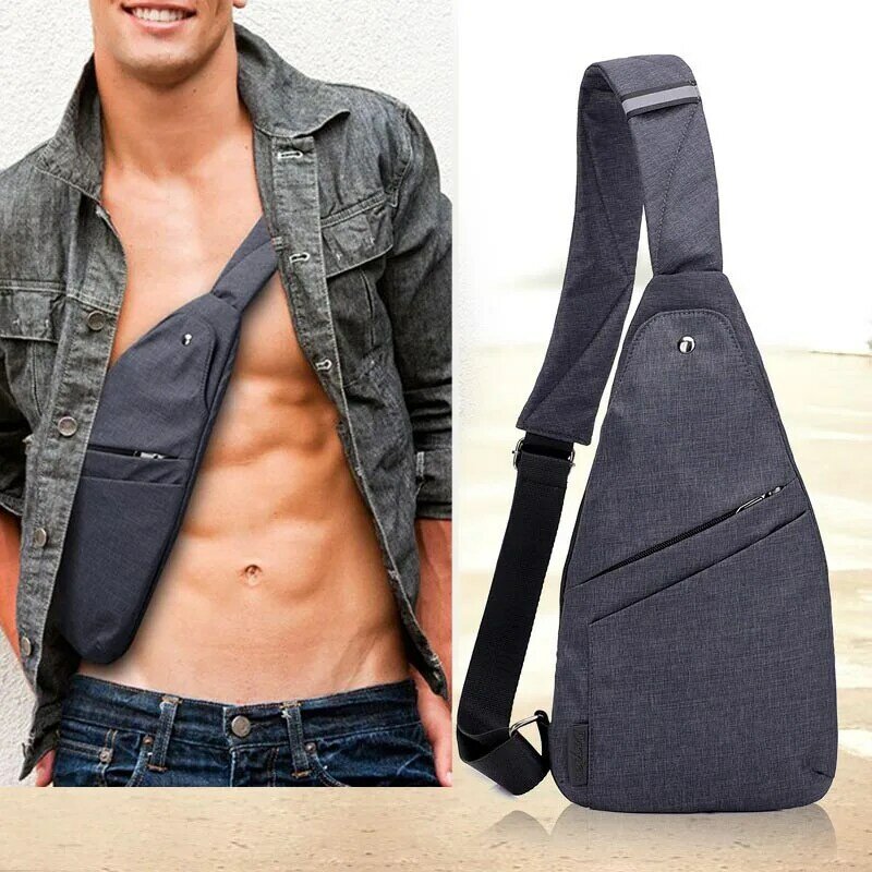 Dienqi bolsa masculina anti roubo, bolsa de peito com coldre fino, bolsa de mão com bolso pessoal e alça cruzada