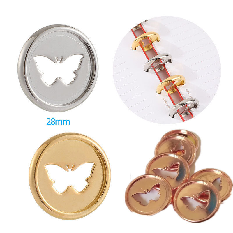 20PCS28mm Electroplated Ring Buckle Notebook Butterfly Hole Button Plastic Accessories Book Binder Binding CD Buckle