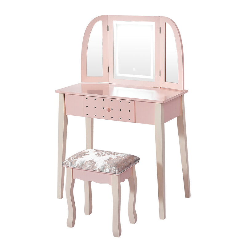Panana Princess Girls Dressing Table Premium Quality Makeup Table & Stool Mirror Little Kid Bedroom King Girls Gift