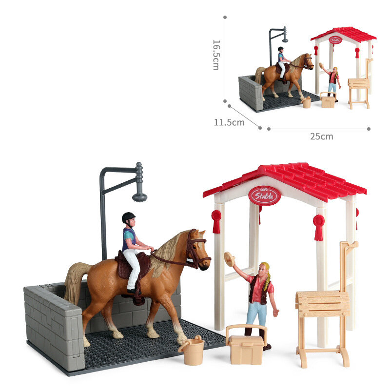 Neue Simulation Pferd Tiere Bauernhof Horseman Pferd waschen szene Action Figure PVC Emulational Modell Schule Projekt Spielzeug Kinder Geschenk