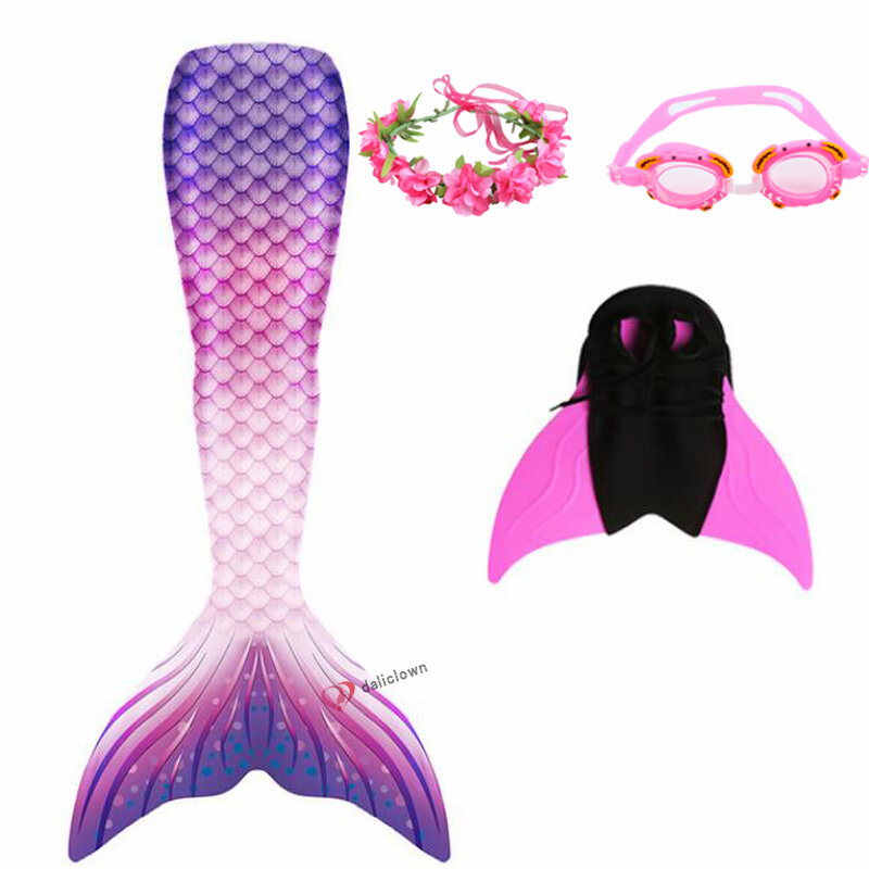 Novo 2020 pequena cauda da sereia para as meninas cosplay traje da sereia traje de natação beach wear com monofin fin