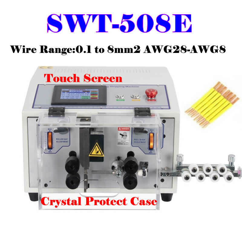 Spellafili automatici della metropolitana della tagliatrice della sbucciatura della macchina di spogliatura del cavo 0.1 a 8mm2 AWG28-AWG8 Touch Screen elettrico