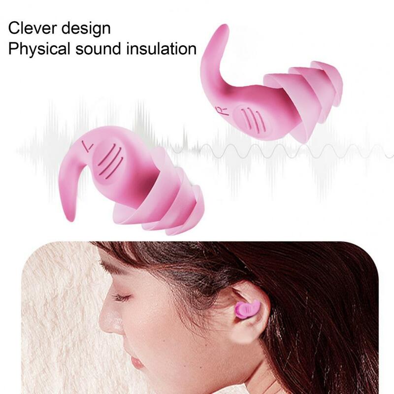 Tapones de silicona útiles para los oídos, bloqueo de sonido, flexibles, reducción de ruido, para dormir, 1 par
