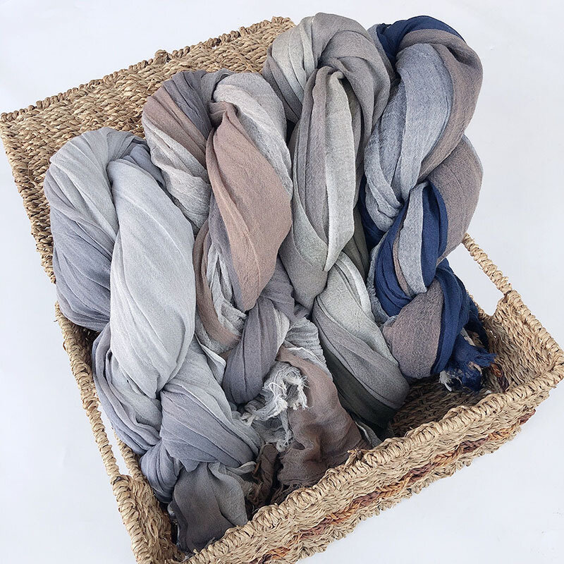 Fashion Retro Old Color Matching Men's Scarf Versatile Business Leisure Thin Pure Cotton Scarf Spring And Autumn New Products