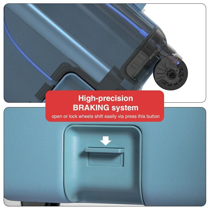 Hanke – bagage avec roue de frein pour hommes et femmes, Design Unique, Spinner à emporter dans la cabine, chargement USB H9832