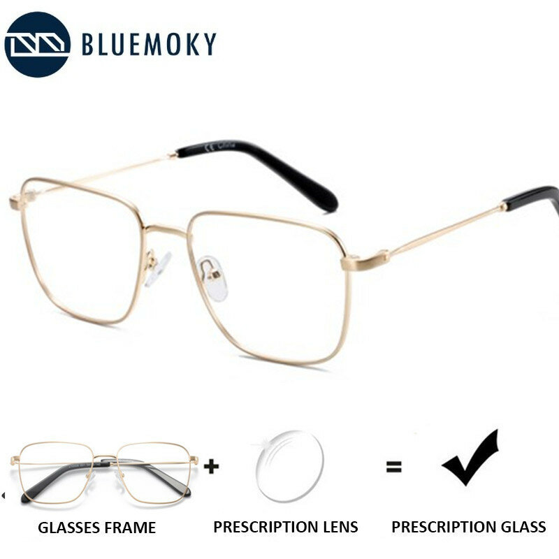 Bluemoky óculos de prescrição bluetooth, óculos masculinos de grau progressivo para miopia e hipermetropia ótica anti luz azul óculos fotocromáticos