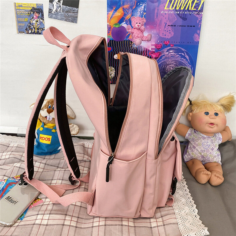 Mochila escolar feminina, mochila escolar de náilon azul para meninas, bolsa escolar fashion para adolescentes, nova, 2021