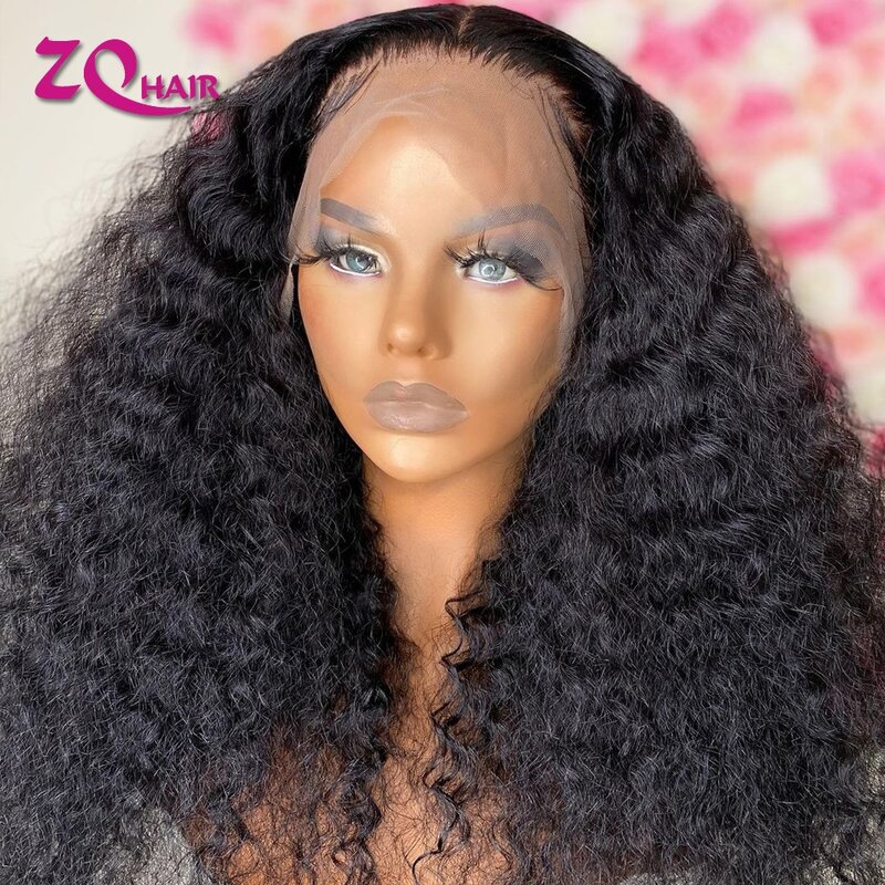 Pelucas de cabello humano rizado para mujeres negras, pelucas de cabello humano Remy indio con encaje Frontal, peluca con malla Frontal