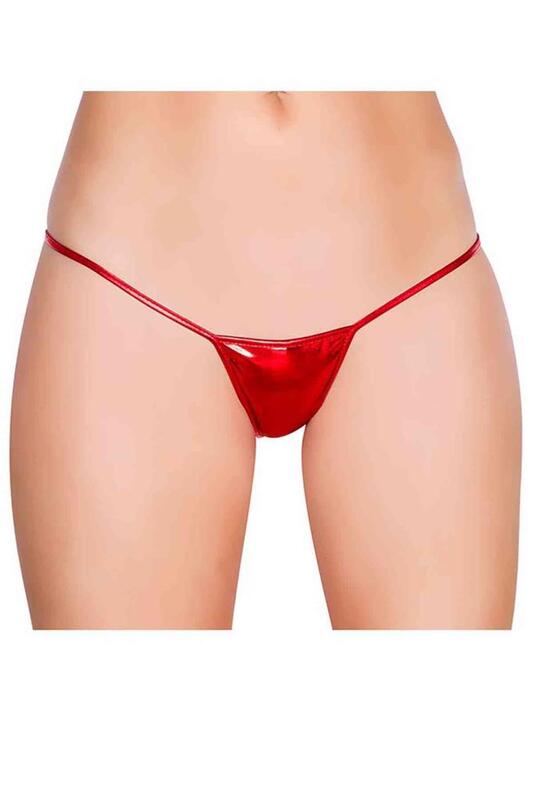 Merry See – Tanga en cuir rouge