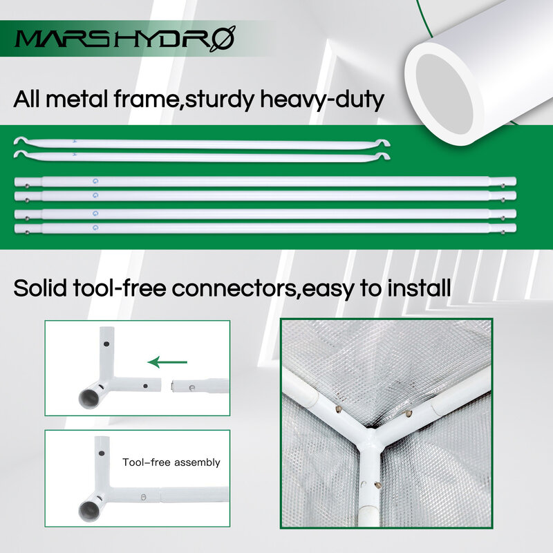 MarsHydro 2-in-1 90x60x140cm 120x90x180cm 150x120x200cm Grow Tent 1680D Diamond Reflective Mylar, Indoor Hydroponics Grow Tent