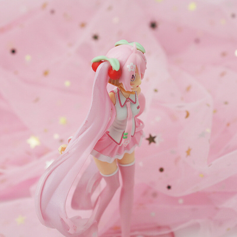 14Cm Anime Roze Sakura Actiefiguren Speelgoed Meisjes Poppen Pvc Figure Model Speelgoed Gift