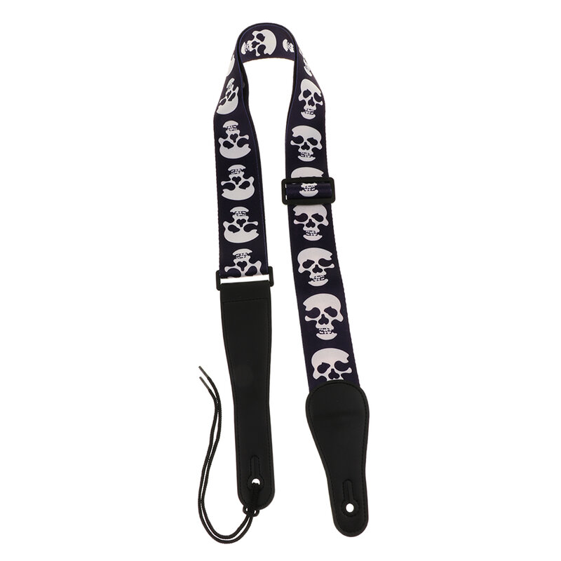 2'' Wide Skull Guitar Strap with PU Leather Ends for Acoustic Guitar Replacement