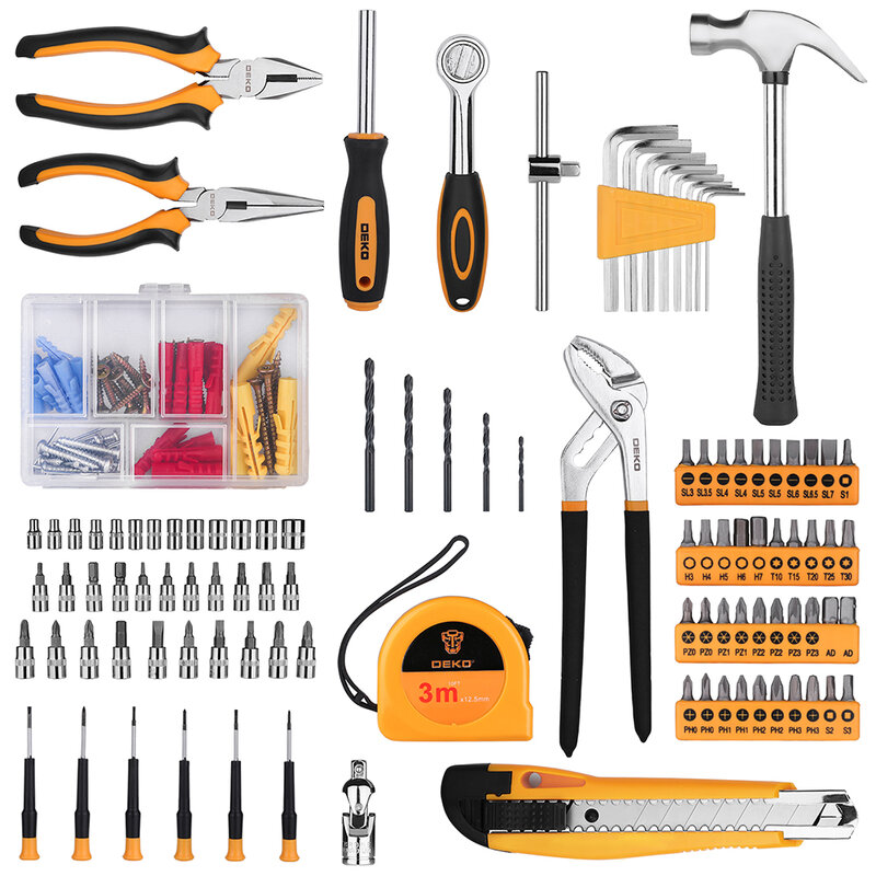 Deko-conjunto de ferramentas para reparo de carro, 196 peças, chave de fenda, catraca, soquete, mecânica, com caixa de moldagem por soquete