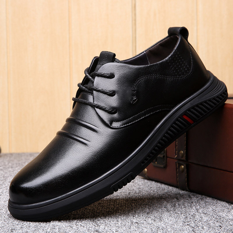 2021 Man Cow Leather Shoes Rubber Sole Man Office Business Dress Leather Flats Man Split Leather Wedding Shoes