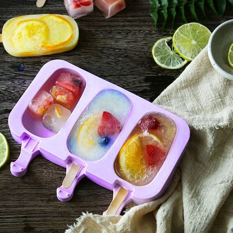 Magnum Silicone Mold 4 Cell Silicone Ice Cream Mold DIY Popsicle Molds Freezer Juice Mold Ice Tray Barrel Ice Cube Maker