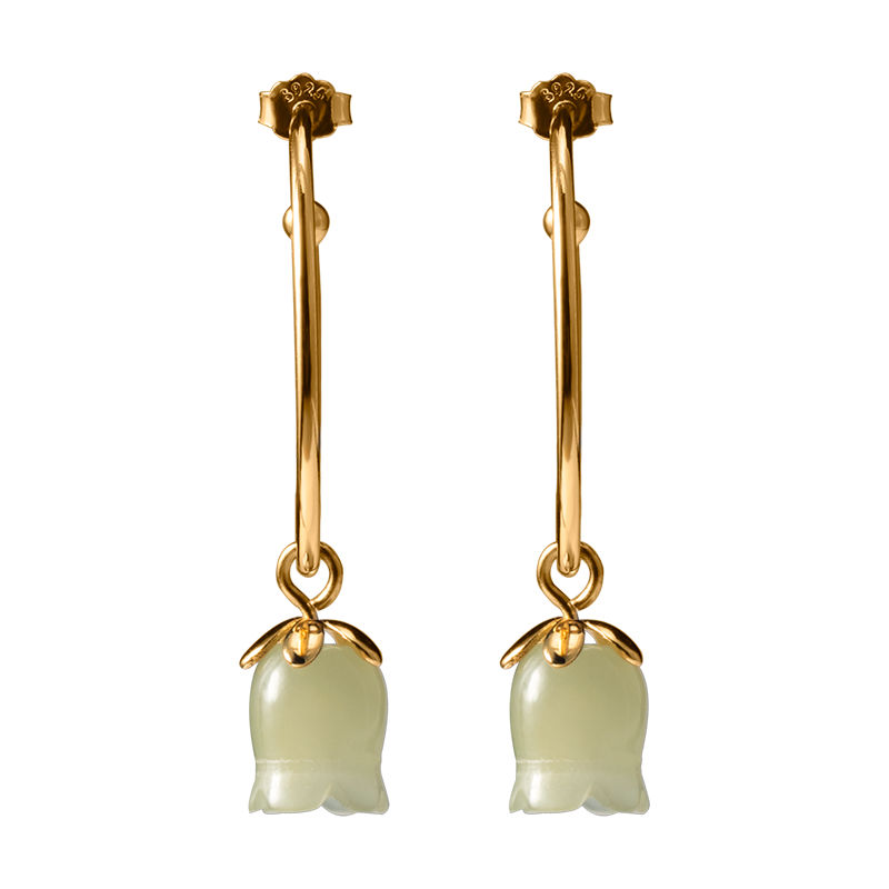 VLA 925 Sterling Silber Kreative Mode-Design Nationalen Cymbidium Ohrringe frauen Nephrit Blume Ohrringe Schmuck