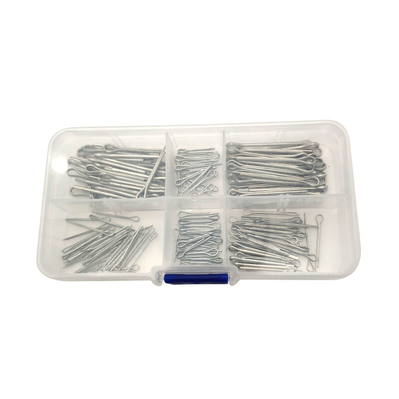175pc Split Pins Cotter Fixings Set Assorted Sizes Zinc Plated Steel Hard Case Hardware 