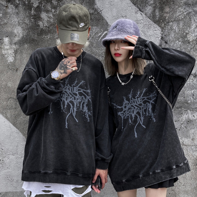 2020 Women Hip Hop T Shirt Streetwear Retro Print Harajuku Tshirt Loose HipHop T-shirt Oversize Cotton Tops Tees Long Sleeve