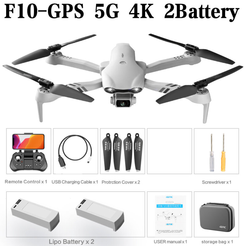 Drohne Ausgestattet Mit 6K HD F10 Dual Kamera Quadcopter Mit GPS 5G WIFI Weitwinkel FPV Höhe halten UAV Kinder Spielzeug Geschenk