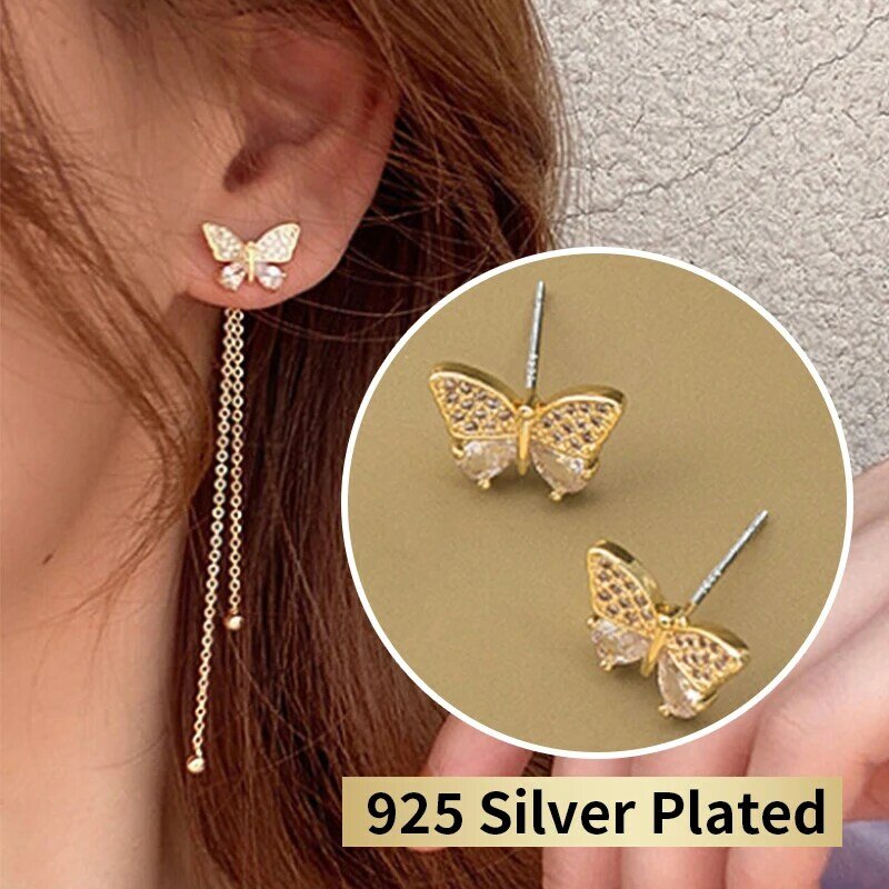 Mode Schmetterling Ohrringe Für Frauen 2021 Trend Goldene Lange Quaste Drop Stud Ohrring Ohr Ringe Geschenk für Mädchen Weibliche Schmuck