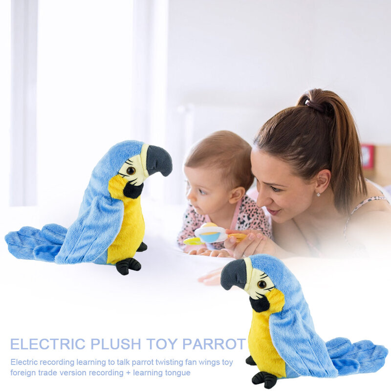 juguete de peluche de pájaro electrónico que repite alas ondulantes Juguete de peluche de loro parlante eléctrico para niños regalos de cumpleaños 
