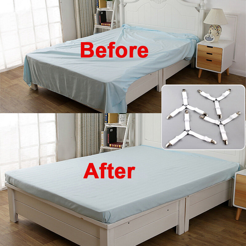 4Pcs/set Bed Sheet Clips Cover Grippers Belt Fastener Bed Sheet Non-slip Clips Mattress Elastic Cover Blankets Holder Gadgets