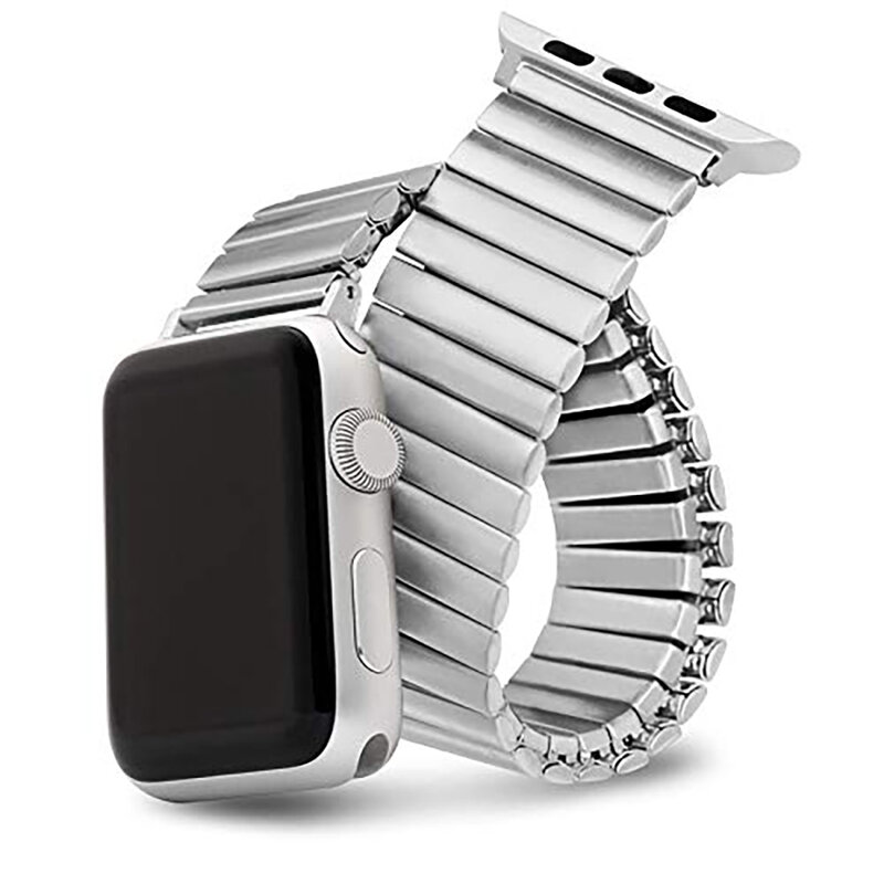 Correa elástica de acero inoxidable para Apple Watch, banda de 44mm, 40mm, 42mm y 38mm, pulsera para Iwatch 7, 6, 5, 4, 3, Se, accesorios de lujo