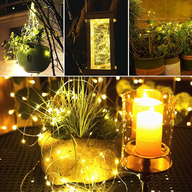 Lampes solaires LED féeriques, 5/10/15/20m, panneau étanche, décoration de jardin, pour extérieur, guirlande, vacances, fête de noël