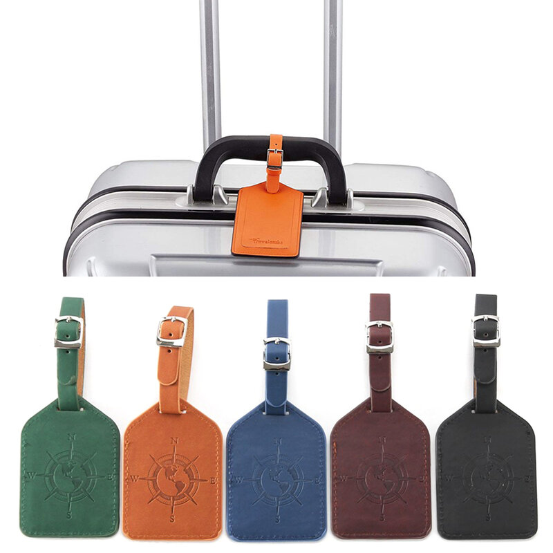 Criativo plutônio ajustável de alta qualidade acessórios viagem bagagem tag pu mala id addres titular bagagem embarque etiqueta portátil