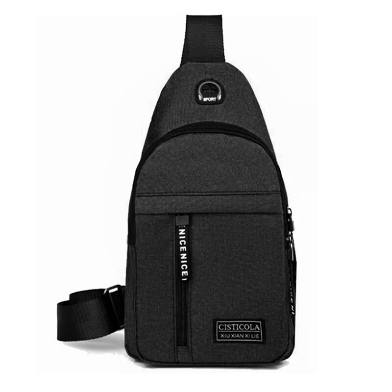 Bolso de hombro para hombre y mujer, riñonera de pecho, bolso de bandoleras con carga por USB deportivo para viaje al aire libre, mochila cruzada