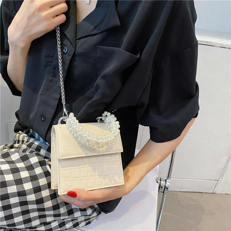 Borse di grande capacità borse a tracolla in PU per donna 2021 Messenger moda femminile borse giornaliere Lady eleganti borse di design con perle