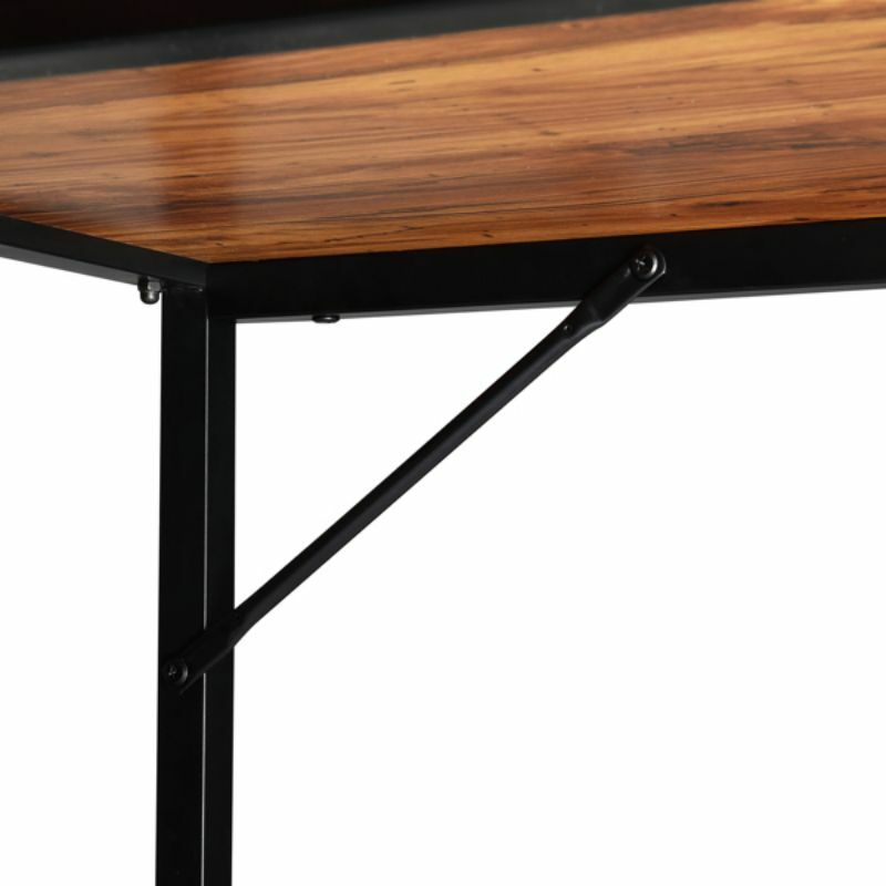 Marco de acero negro, tablero de partículas pegado con triamina en forma de L, escritorio de ángulo recto con estante