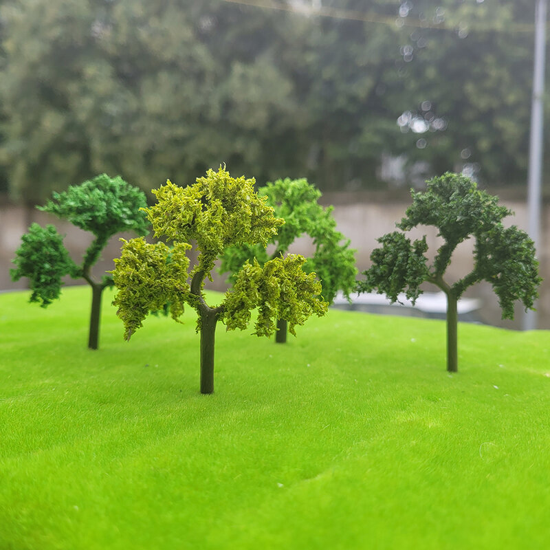 Modelo de árbol a escala 1/87 Ho para parque de ciudad, campo de carretera, arena militar, mesa ligera, árbol con hojas en polvo, árbol Trigeminal de 65mm
