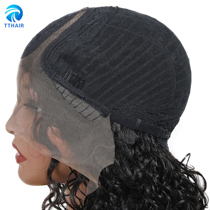 Tthair-peruca lace front de cabelo humano encaracolado, parte brasileira, 150%